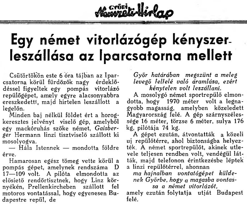 Győri Nemzeti Hírlap, 1938. augusztus 5.